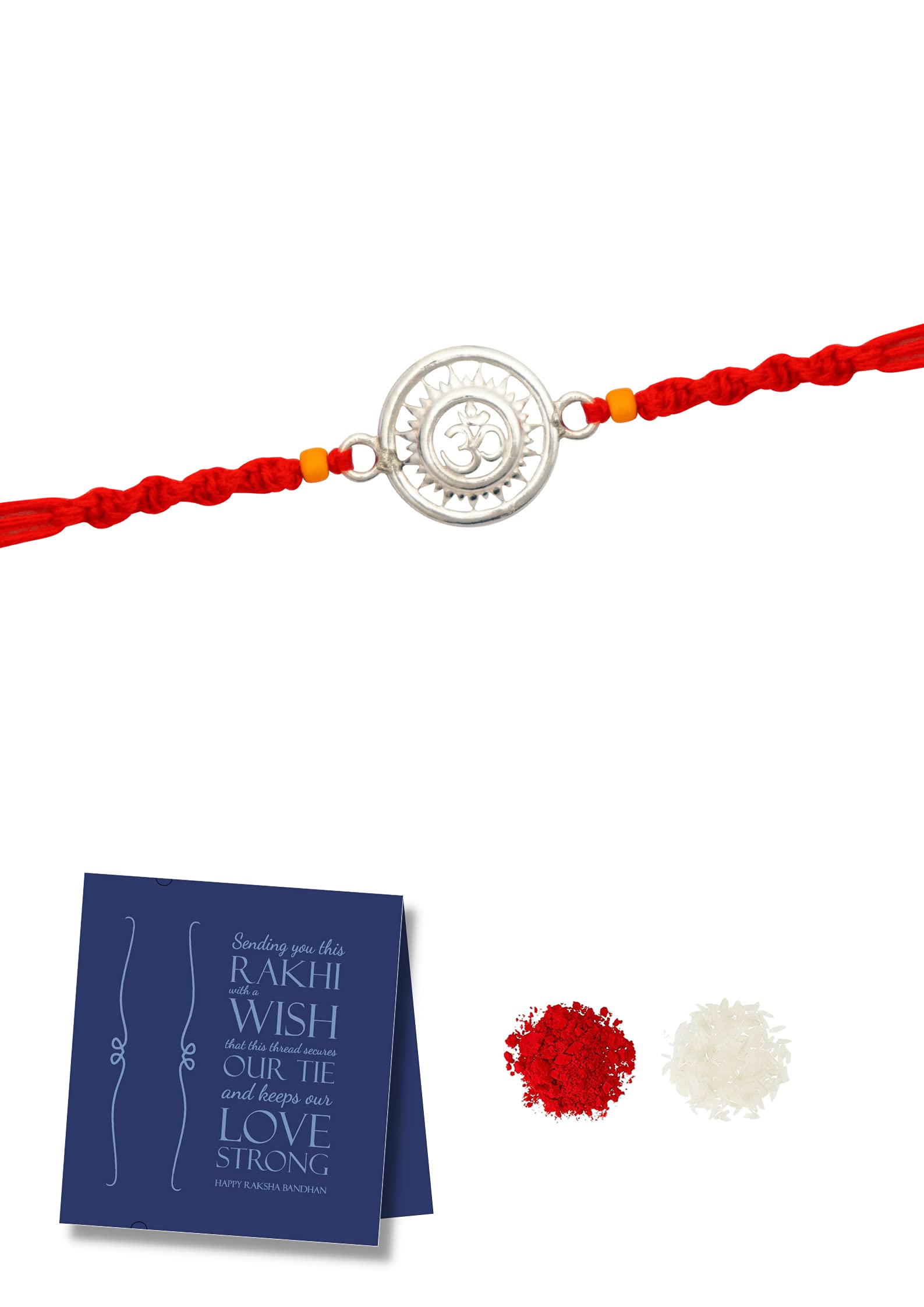 DEVU PARBAT ENTERPRISE 925 Silver Religion Rakhi Bracelet With Gift, Greeting Card And Roli Chawal for Men (Silver, White) (B09BD4923M) Amazon Price History, Amazon Price Tracker