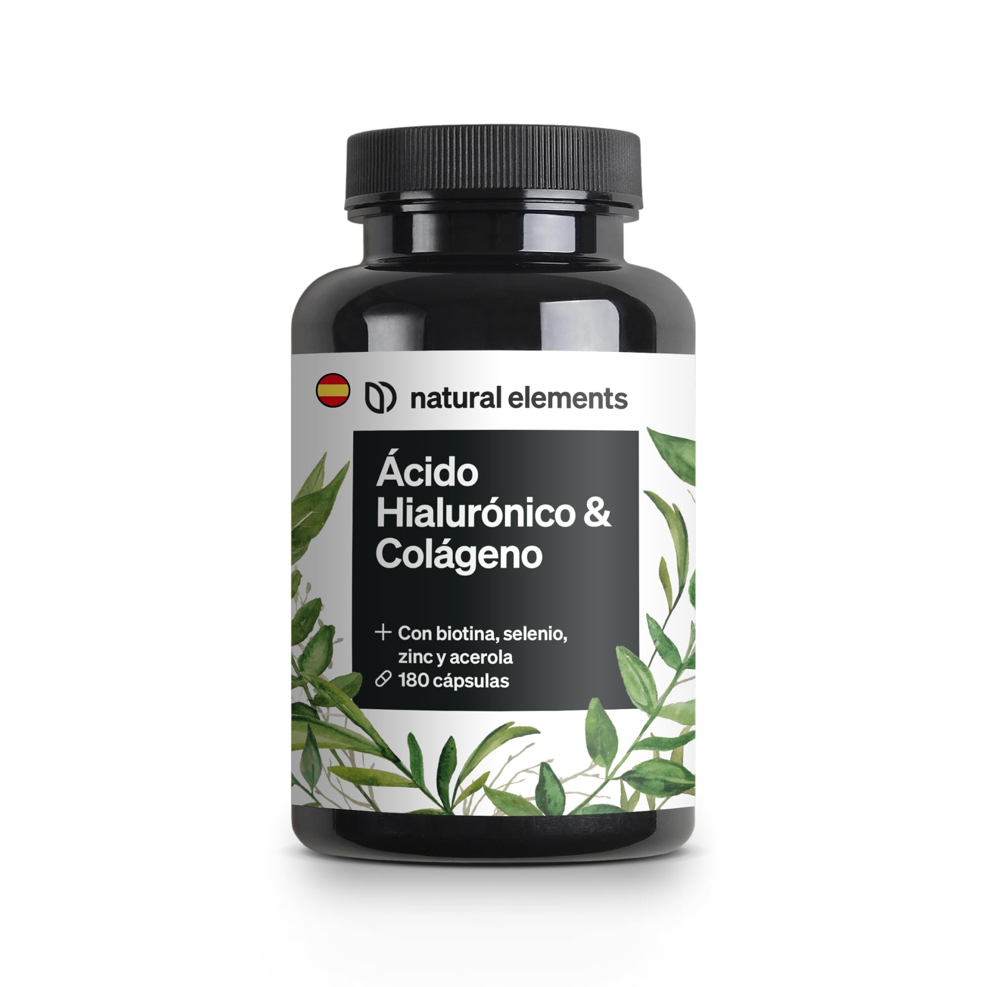 Colágeno + Ácido hialurónico – 180 cápsulas – enriquecido con biotina, selenio, zinc, vitamina C de acerola – dosis alta de 1000mg colageno