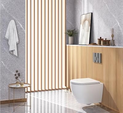 Wall Hung Toilet with Tank, DeerValley In-Wall Toilet Combo Set and Carrier System, Wall Mounted Toilet with Soft Closing Seat 1.1GPF/1.6 GPF Dual Flush White (White, 14.6 * 16.9)