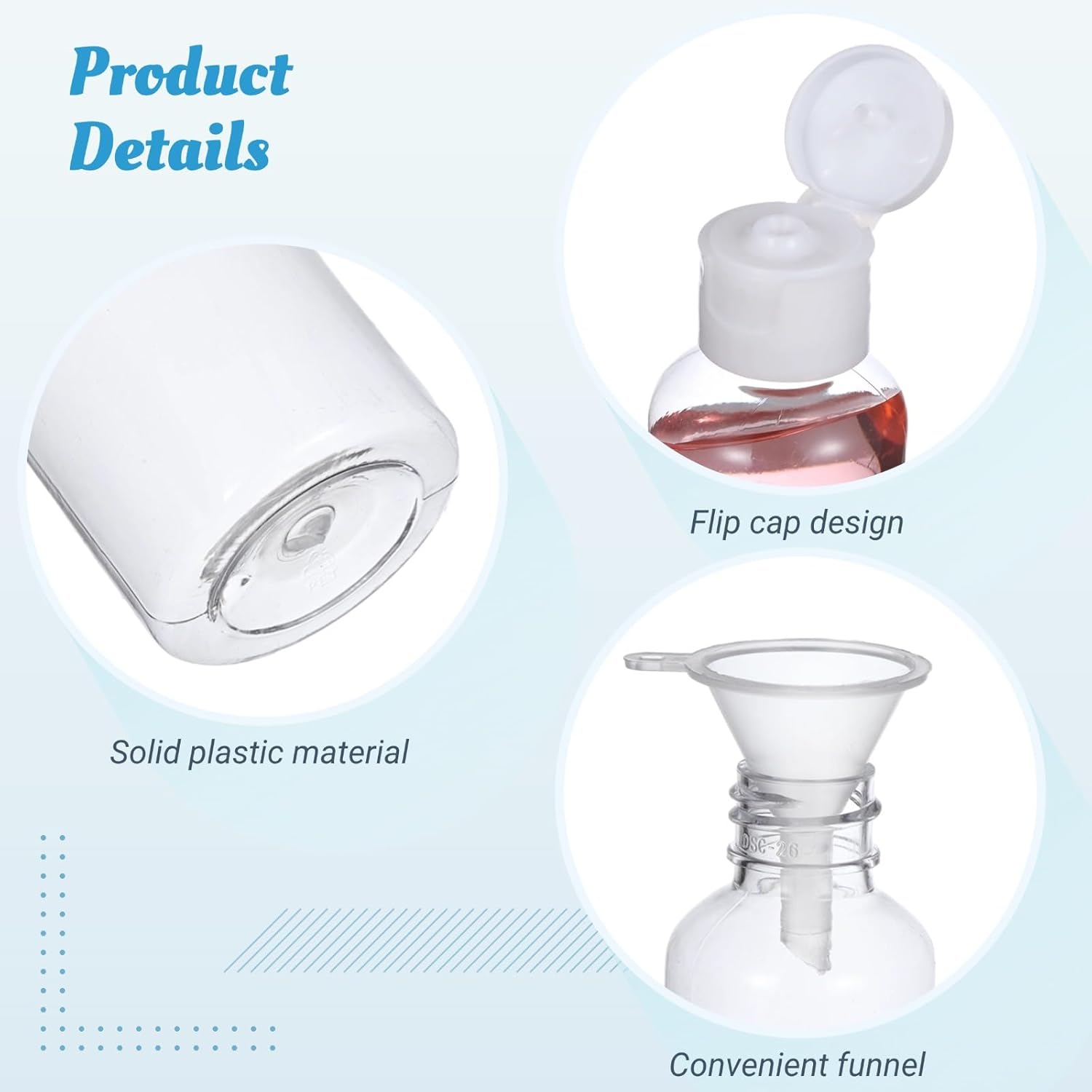 100 Pack 2 oz Plastic Empty Travel Bottles with Flip Cap 60ml Travel Size Containers Portable Leak Proof Clear Plastic Bottles Refillable Dispensing Bottles for Liquid Shampoo Lotion White