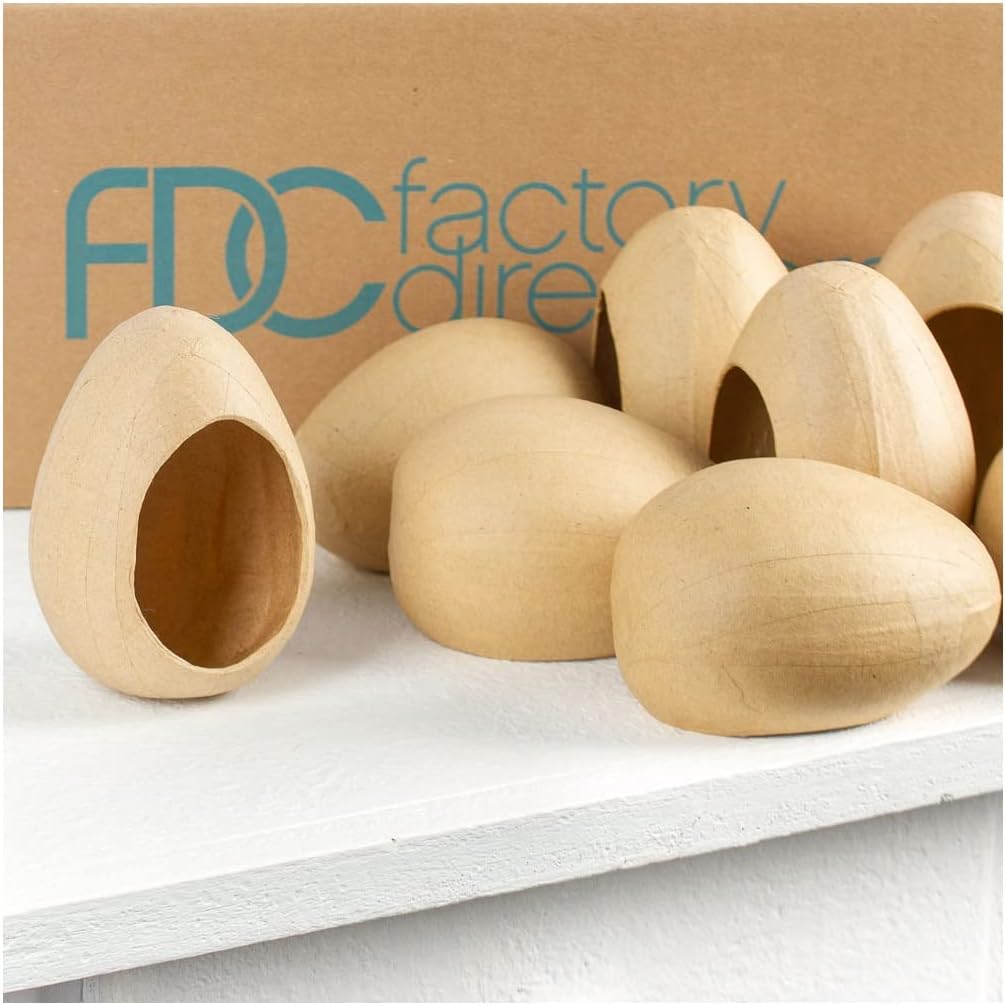 Pack of 4 Fillable Paper Mache Egg Boxes by Factory Direct Craft - Unfinished Ready to Decorate DIY Papier Mache Traditional German Easter Egg Boxes for Holiday Crafts and Decorations
