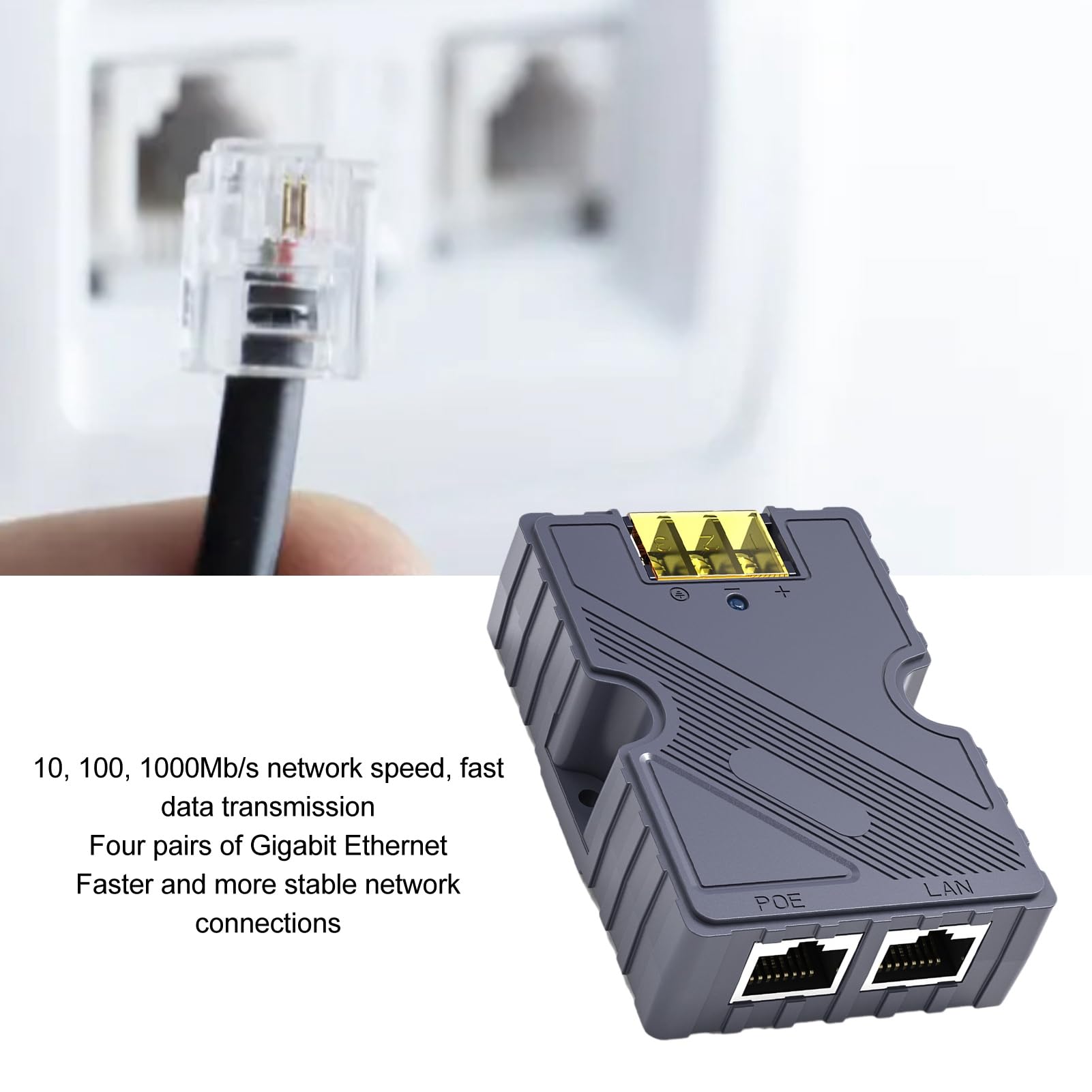 Injecteur PoE ESD Passive Contre Les Surtensions ABS 48-57 V 3 A GigE avec LAN, Adaptateur Ultra PoE 150 W 10/100/1000 Mbps pour Kit Internet par Satellite