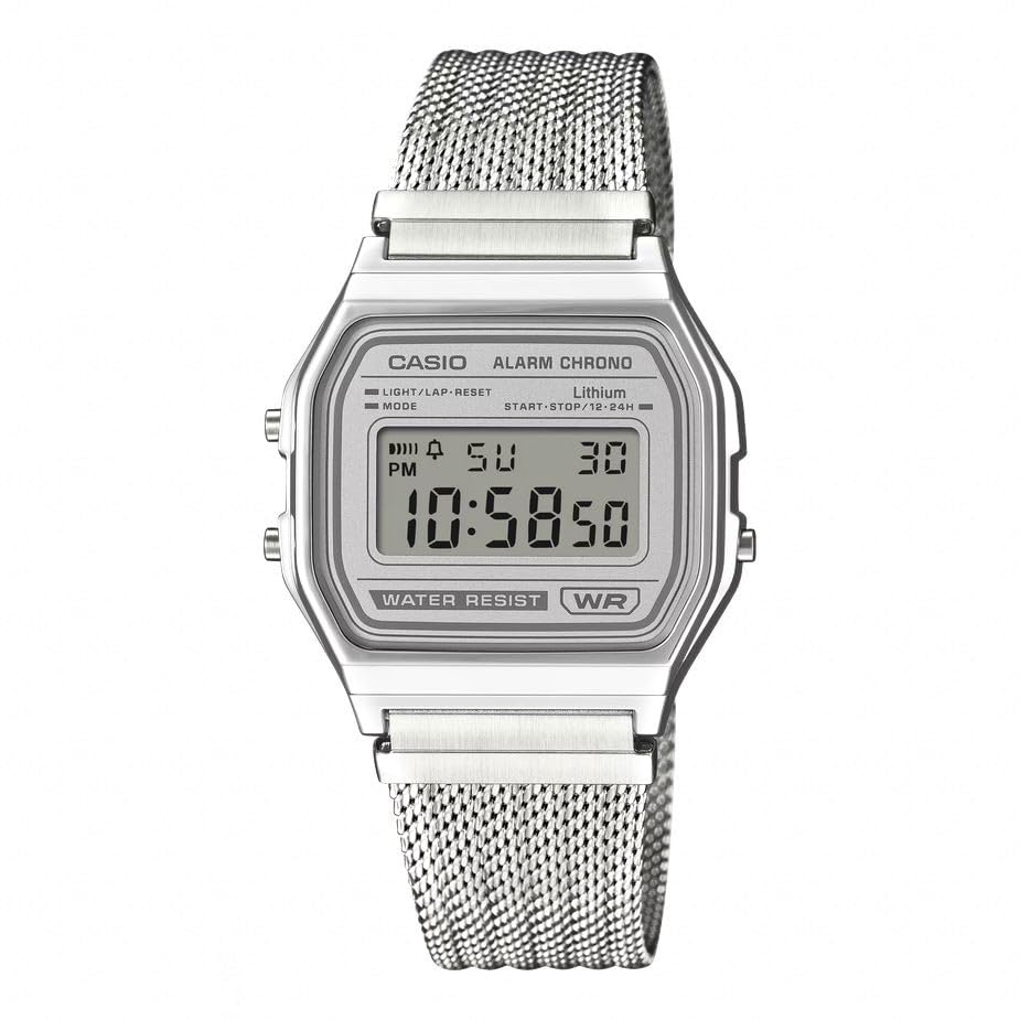 Casio Watch A158WEM-7EF Vintage Iconic Digital Silver Grey
