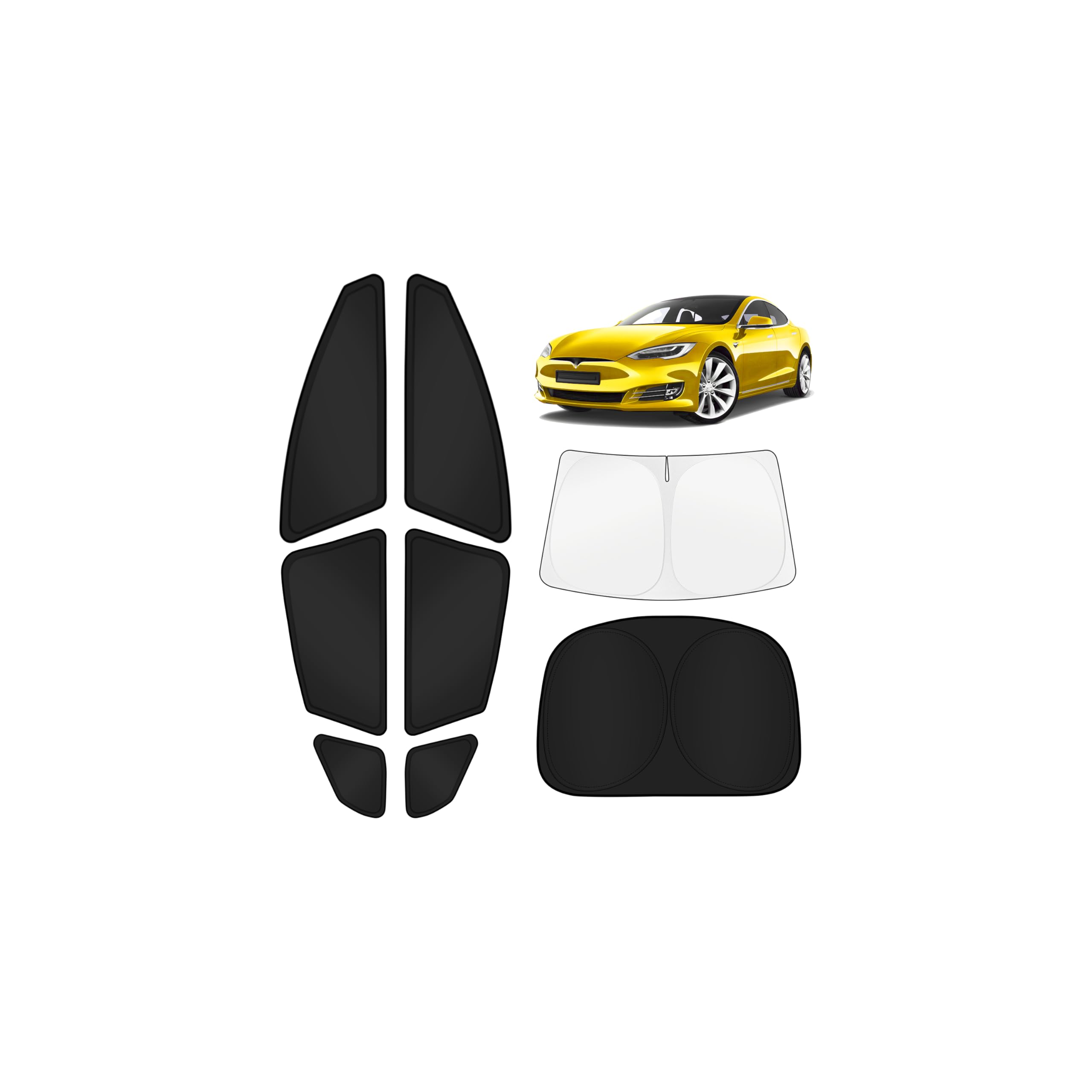 KUST Car Window Shades for Tesla Model S 2012-2025 2026 (No for Plaid or Long Range) Windshield Sun Shade Side Window Cover UV Block Privacy