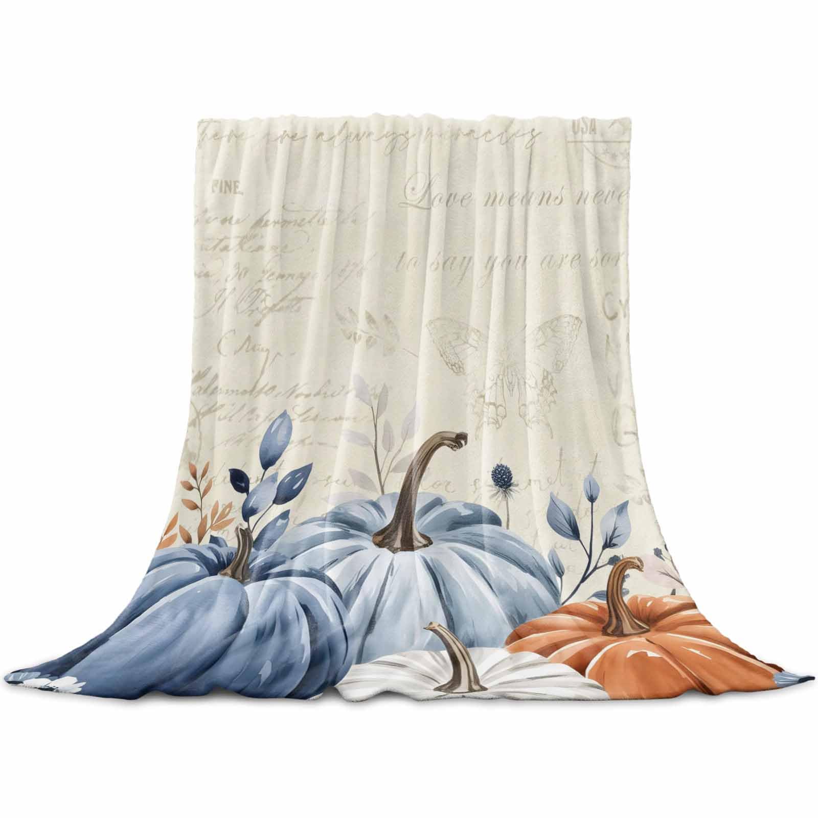 Amazon.com: Fall Throw Blanket Blue Pumpkin Blankets and Throws