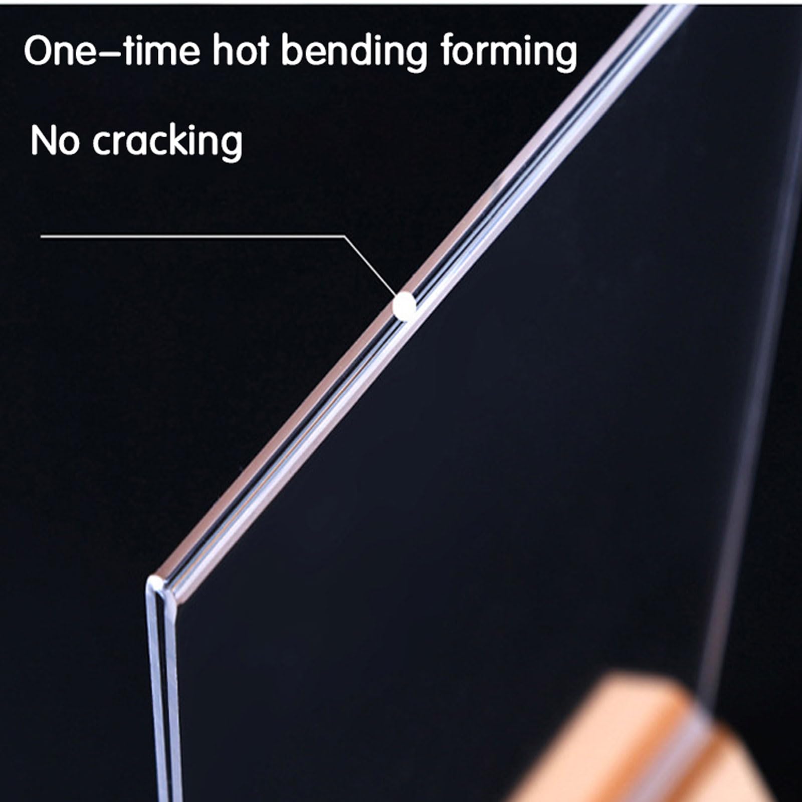 5 Piezas Base de Madera Soporte de menú,Transparente Porta Carteles acrílico,desmontable,De dos caras Claro,Con película protectora,Fácil de limpiar,para Hotel,Tienda,Restaurantes,Oficinas,Tiendas