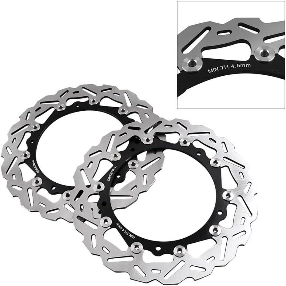 Cnaloo12 1 Pair Stainless Steel Motor Floating Disc Rotors Front Brake Rotors For BMW S1000R 1000 14-15 / S1000RR 1000 10-15 / S1000 XR 1000 15-16 Black