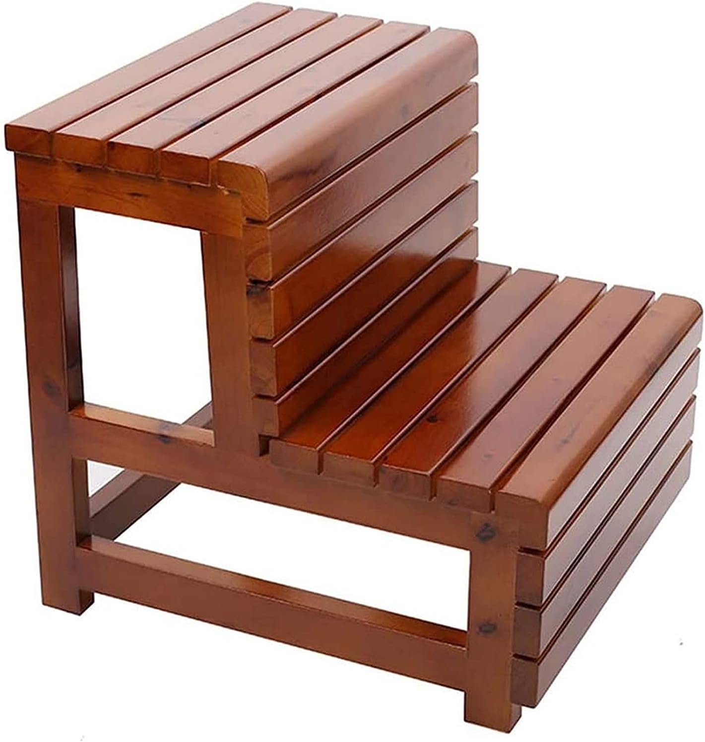 BABYCE Foldable Step Stool Premium 2 Stepladder Stool Natural Wooden Footrest Flower Stand Walnut Wood Strong Non-Slip to add Safety