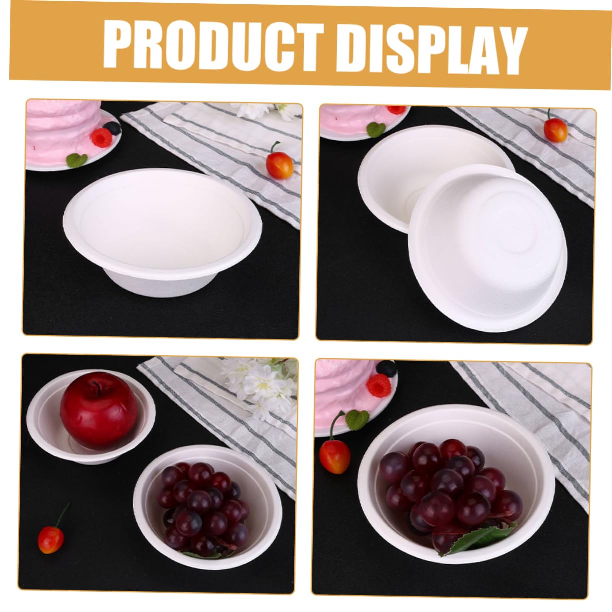 DEARMAMY 100pcs Bowls Food Serving Bowls for Camping Takeaway Restaurants Lightweight for Parties and Events