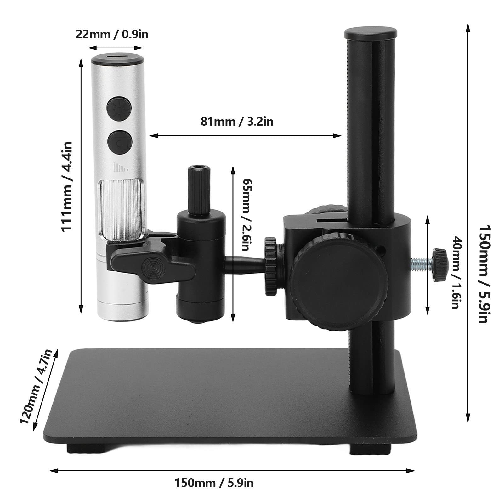 Cocoarm Ręczny Mikroskop Cyfrowy Mikroskop USB z Obiektywem 12 MP 1500X Typu C, 4 Diodami LED o Dużej Odległości i Uchwytem 360 Stopni do Laboratoryjnej Kontroli Stacji Roboczych CNC