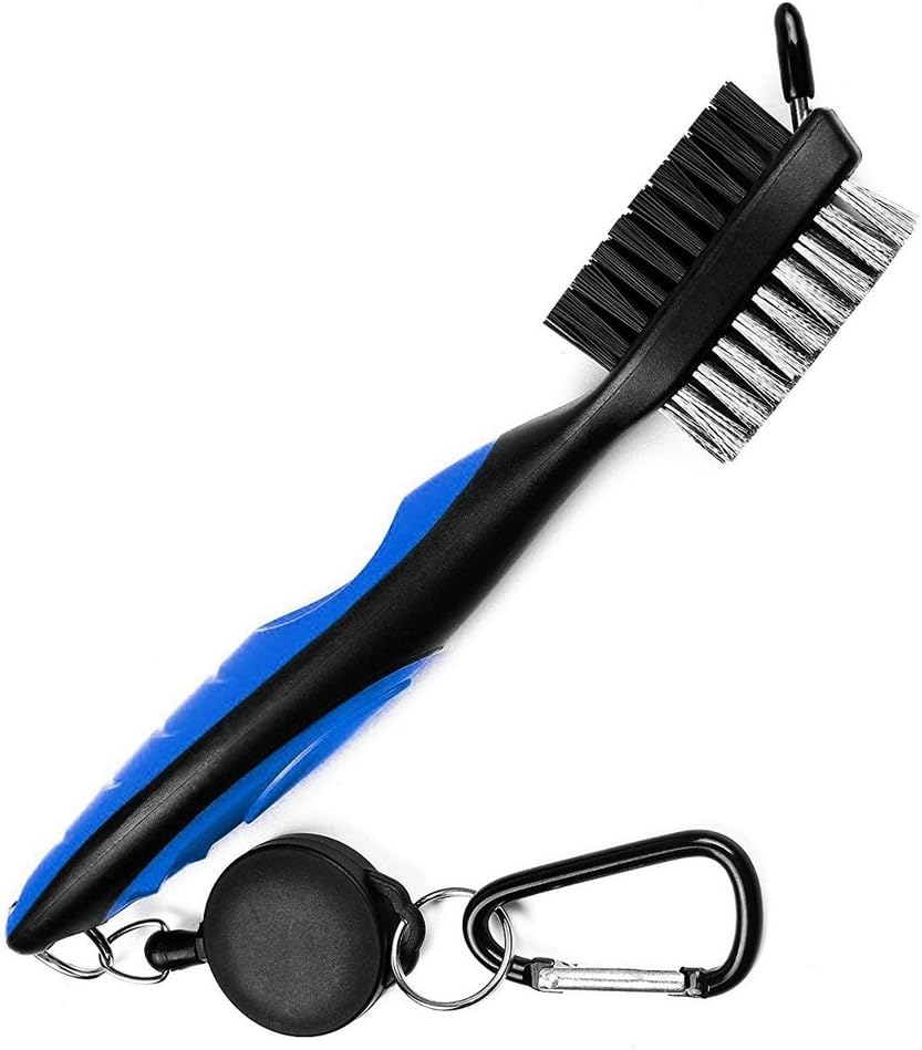 Golf Club Cleaning Brush and Groove Cleaner with Retractable Clip