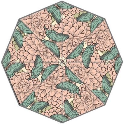 AppleDream Generic Blue Butterfly and Pink Peony Floral Personlized and Durable Custom Auto Foldable Umbrella