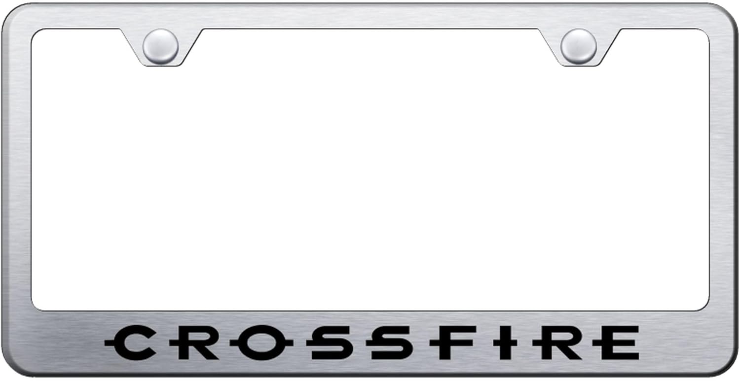 Au-TOMOTIVE GOLD Laser Etched Logo Stainless Steel License Plate Frame for Chrysler Crossfire (Brushed Chrome)