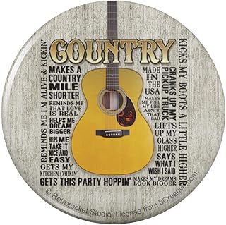 Guitar Country Music Pinback Button Pin