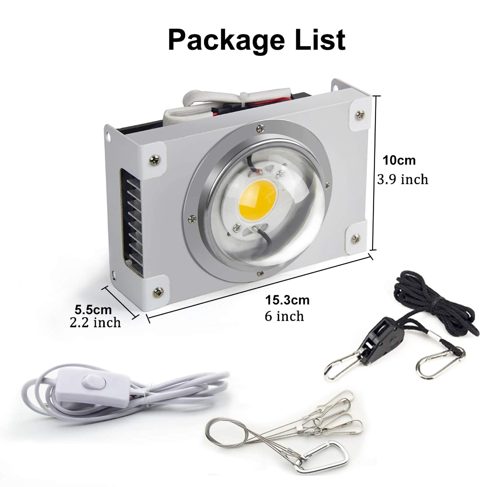 Lampe de culture LED, lumière de croissance de plantes à spectre complet, lampe de culture de plantes COB 100 W pour plantes de serre hydroponiques d'intérieur, tente de culture à toutes les étapes