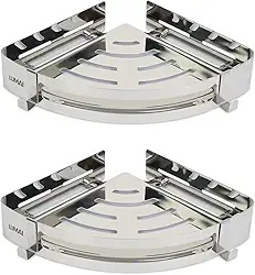 Kit 2 - Suporte Porta Shampoo Sabonete Inox Acessório Banheiro Cozinha Recipiente Xampu (Prata de Canto)