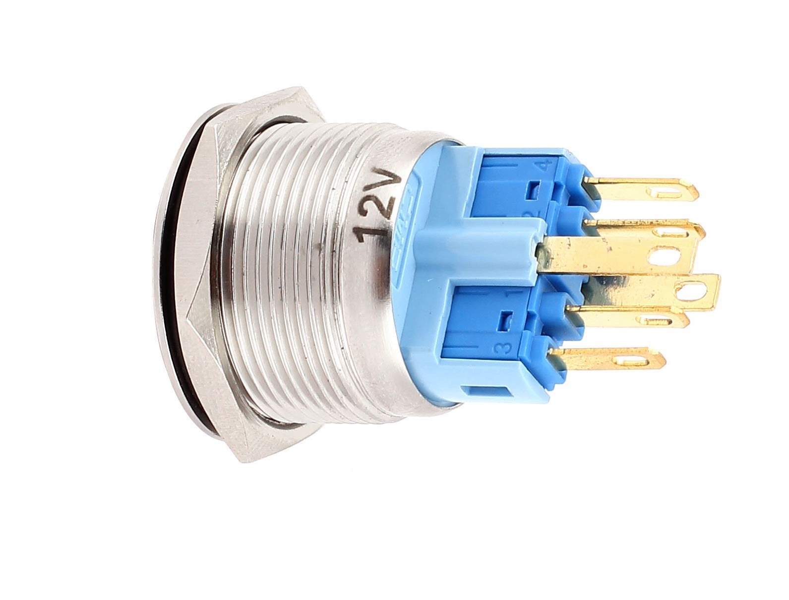 Aexit DC 12V 18mm LED Ble-u 22mm Commutateur à bouton poussoir momentané filetage 616P959 Aexit DC 12V 18mm LED Ble-u 22mm Commutateur à bouton poussoir momentané filetage 616P959