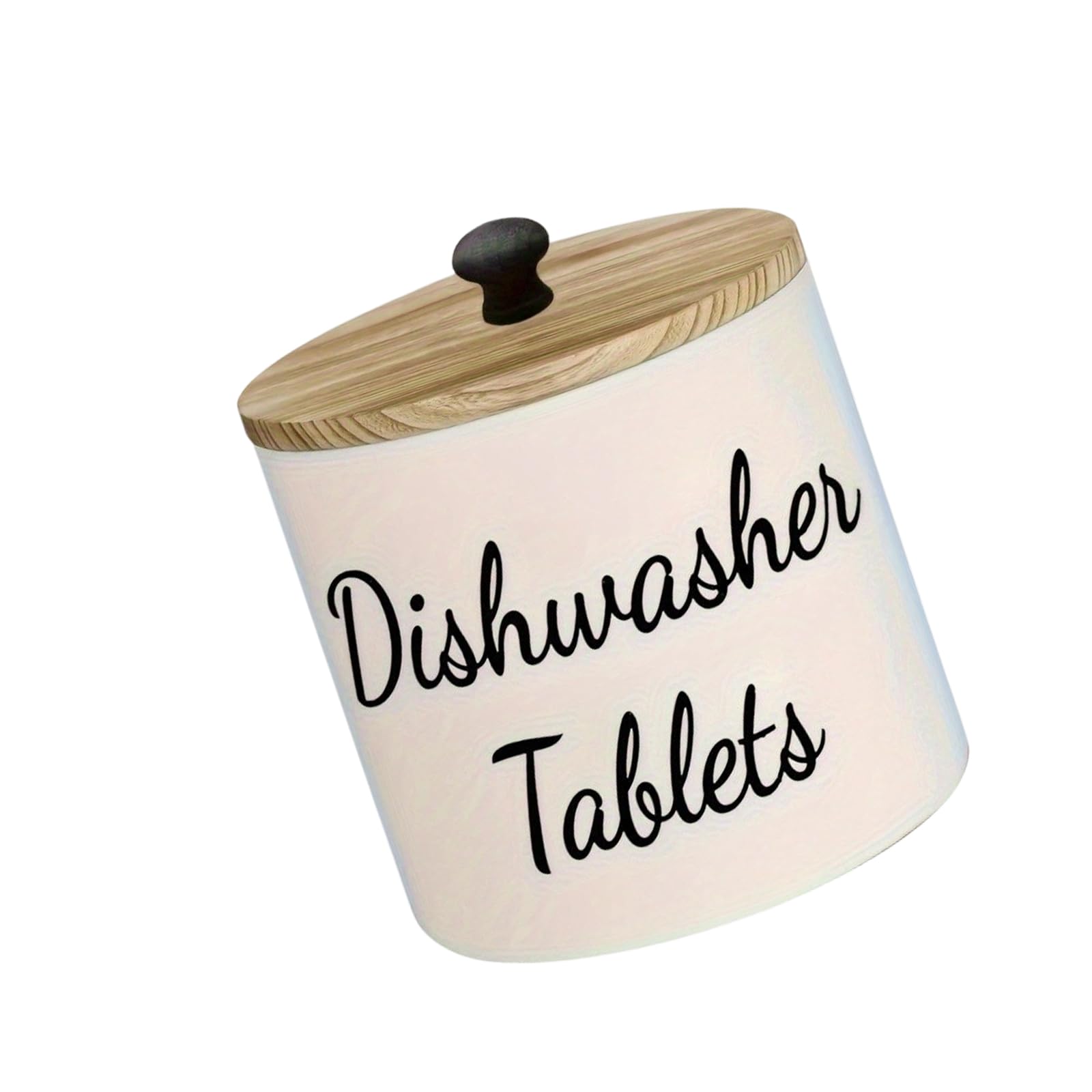 Pangboer W2 Covered Storage Canister Round Wood-Look Lid For Countertop Laundry Room Utility Bathroom Supply Organization Helper Lid Countertop Container Utility Bathroom Laundry Clutter
