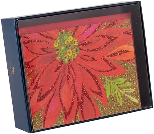 NIQUEA.D, Tarjetas de Navidad en caja de 10 unidades de flor de pascua estilizada