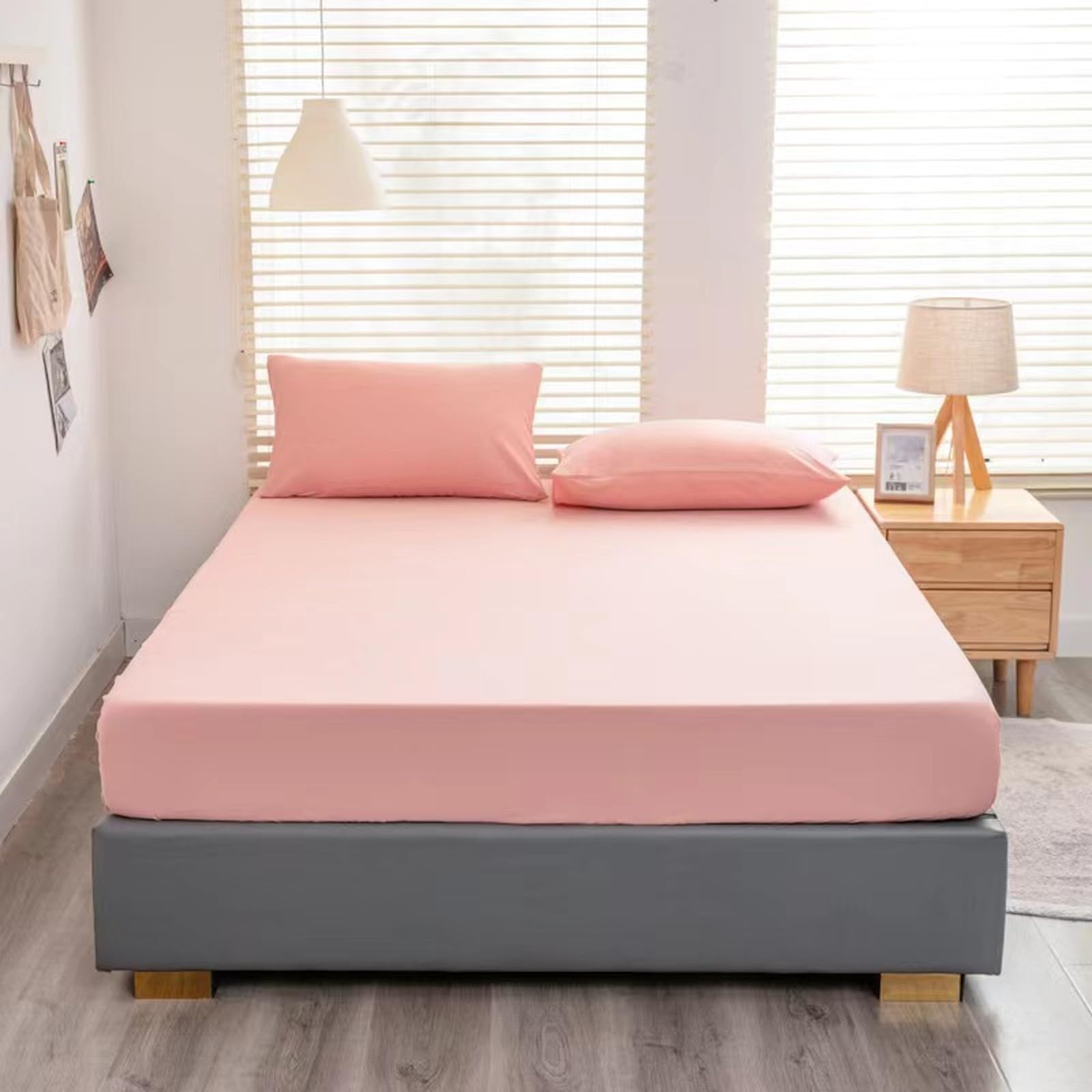 Sábana bajera ajustable 100 % algodón, 245 x 270 cm, suave, transpirable, bolsillo profundo, sin arrugas, fácil cuidado, máxima comodidad para dormir durante todo el año