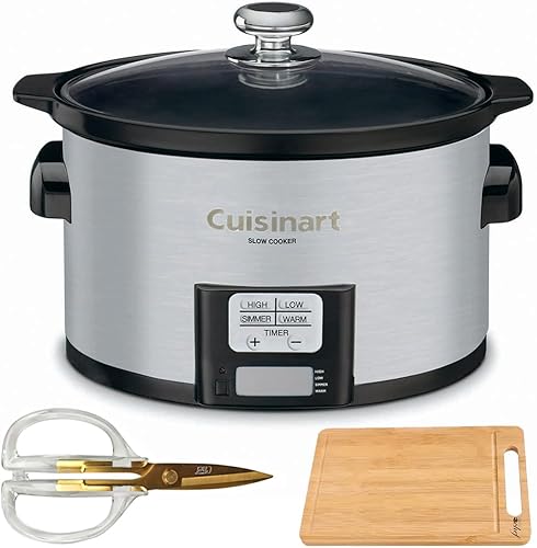 Cuisinart PSC-350 - Paquete programable de acero inoxidable cepillado de 3.5 cuartos de galón de capacidad, con Deco Chef, tijeras de revestimiento