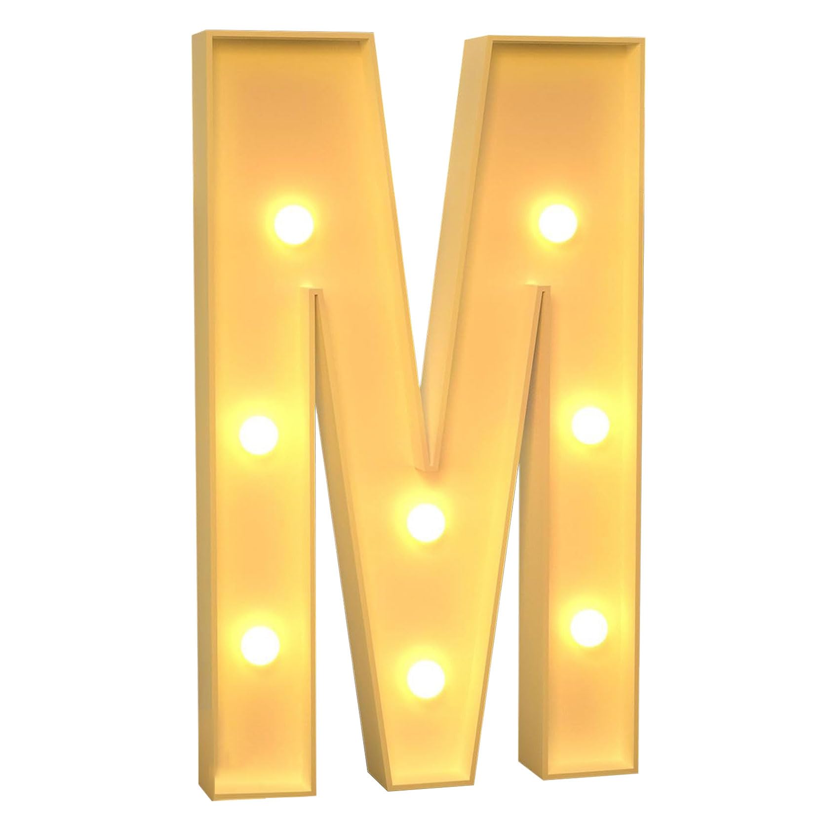 100cm-3.3ft Large Decorative LED Light Up Letter M, Marquee Light Up Sign, Mosaic Letters for Balloons for Birthday Wedding Party Valentine's Day