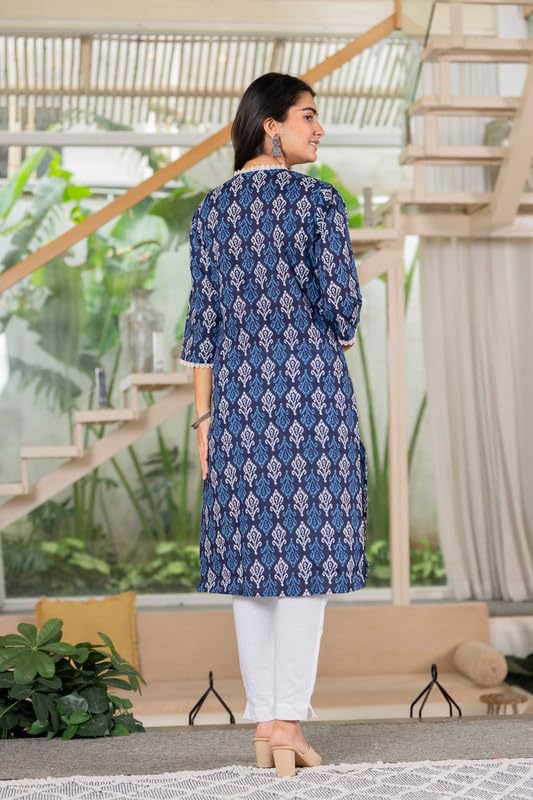 Image of Women's Pure Cotton Floral Printe Straight Single Kurti