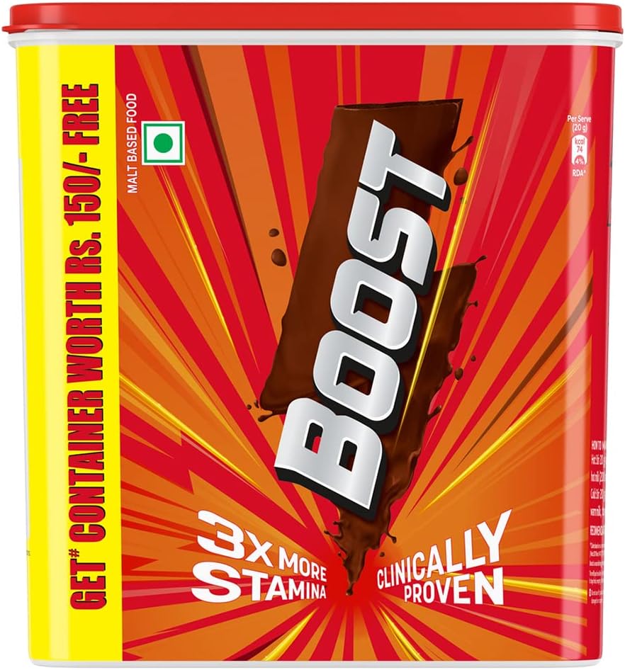 BOOST Energy & Nutrition Chocolate Drink Container 1 kg powder(Pack of 500 g x 2), Fortified with 17 Essential Vitamins and Minerals BOOST Energy & Nutrition Chocolate Drink Container 1 kg powder(Pack of 500 g x 2), Fortified with 17 Essential Vitamins and Minerals