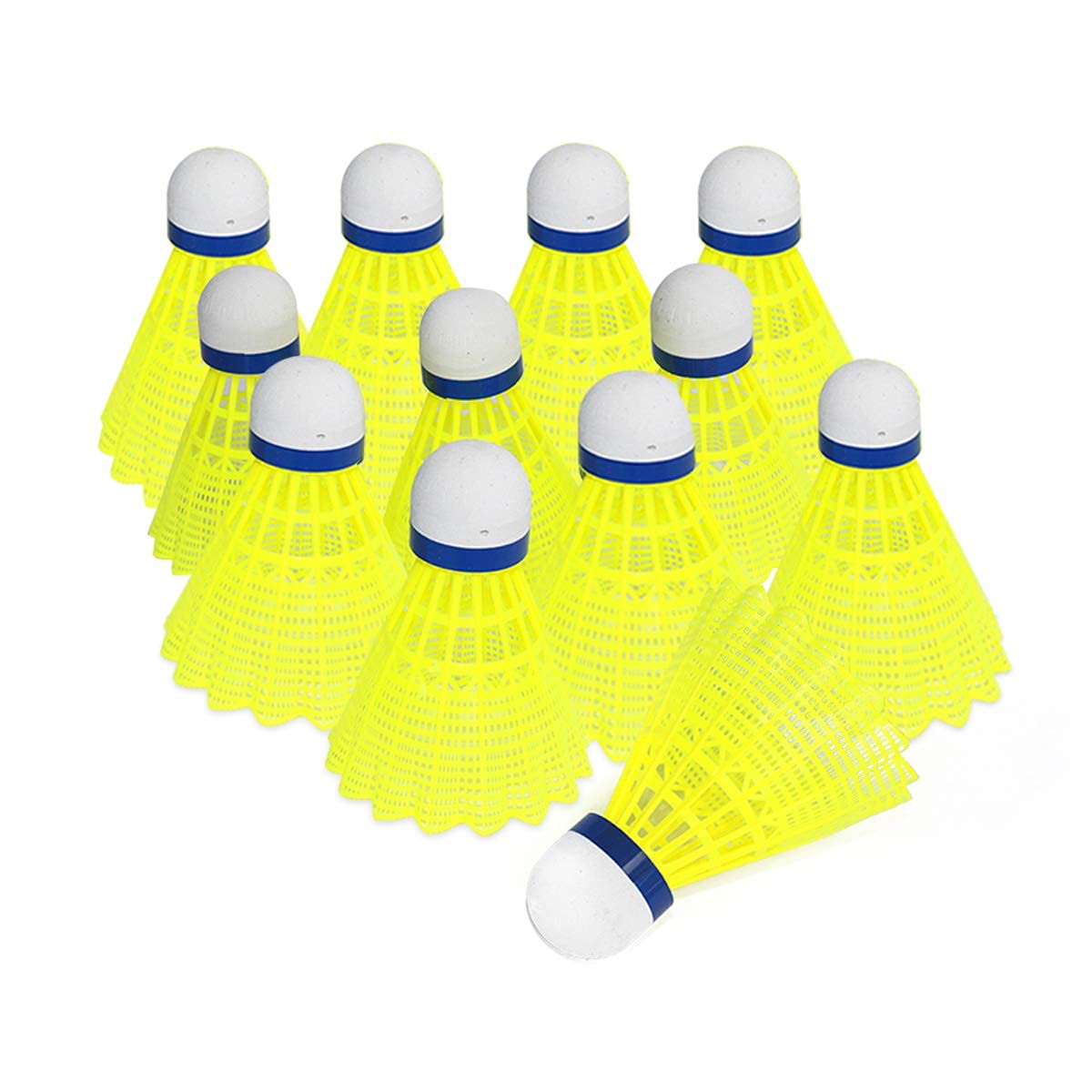 LQZHBDWZShuttlecock Outdoor, Nylon Feather Yellow Birdie Badminton Shuttlecocks Ball Good Durability and Flight Stability for Indoor and Outdoor Sports Training, Set of 12
