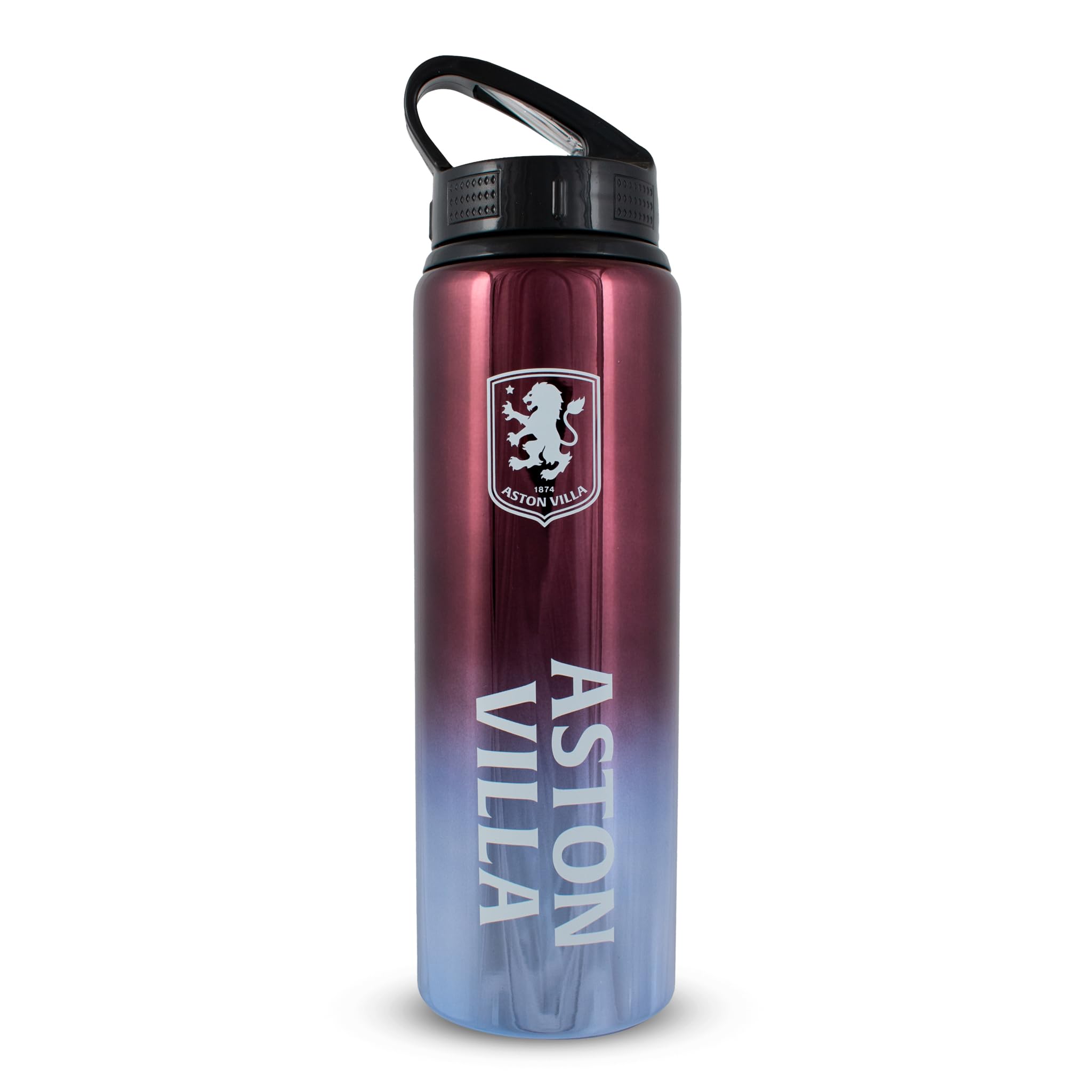 Hy-Pro Officially Licensed Aston Villa F.C 750ml Aluminium UV Water Bottle | Integrated Folding Straw, Neochrome Finish, Leakproof, Lightweight, BPA Free