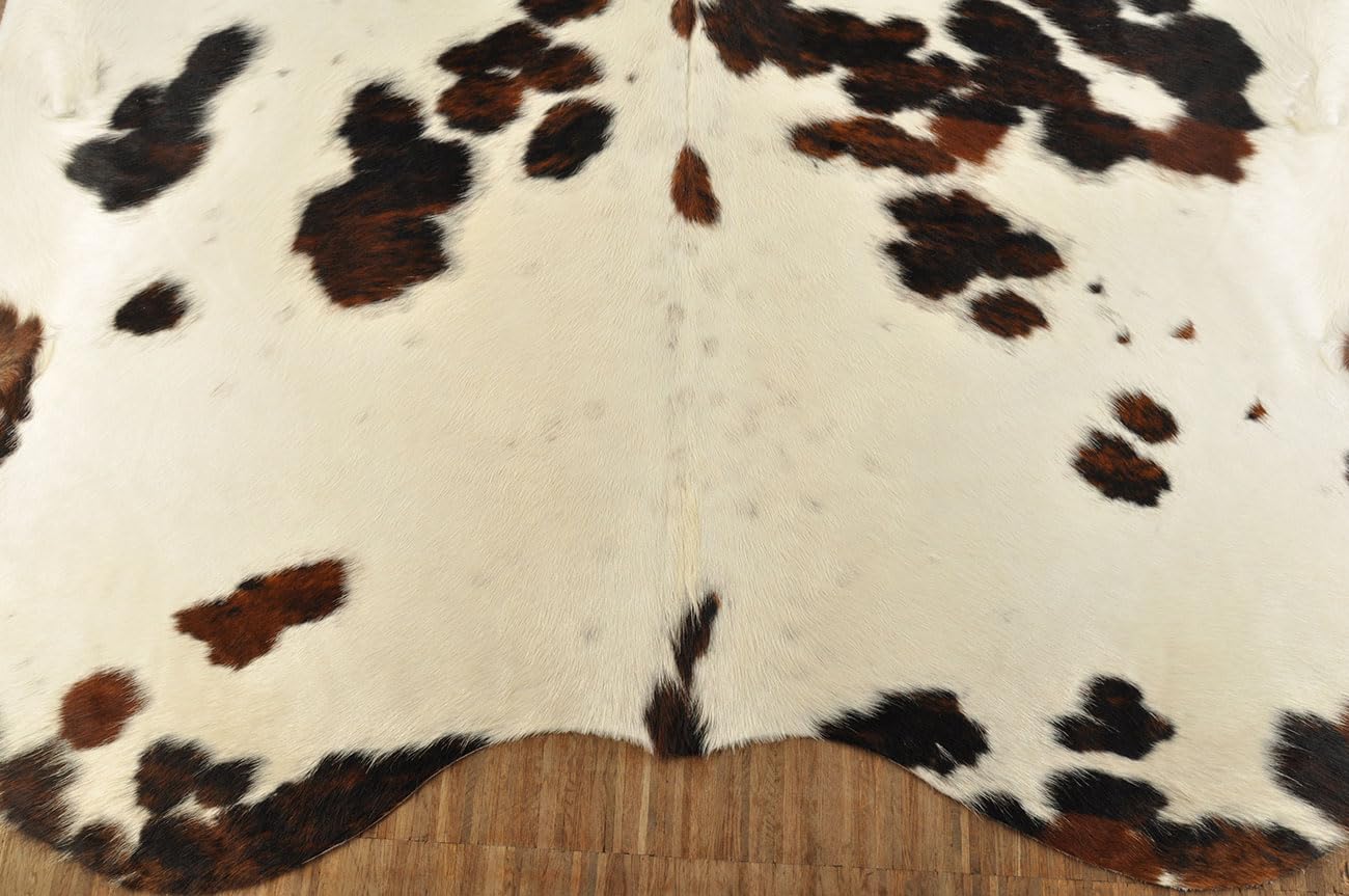 KUHFELL STIERFELL BRAUN WEISS 220 x 210 cm XL KUHFELL TEPPICH