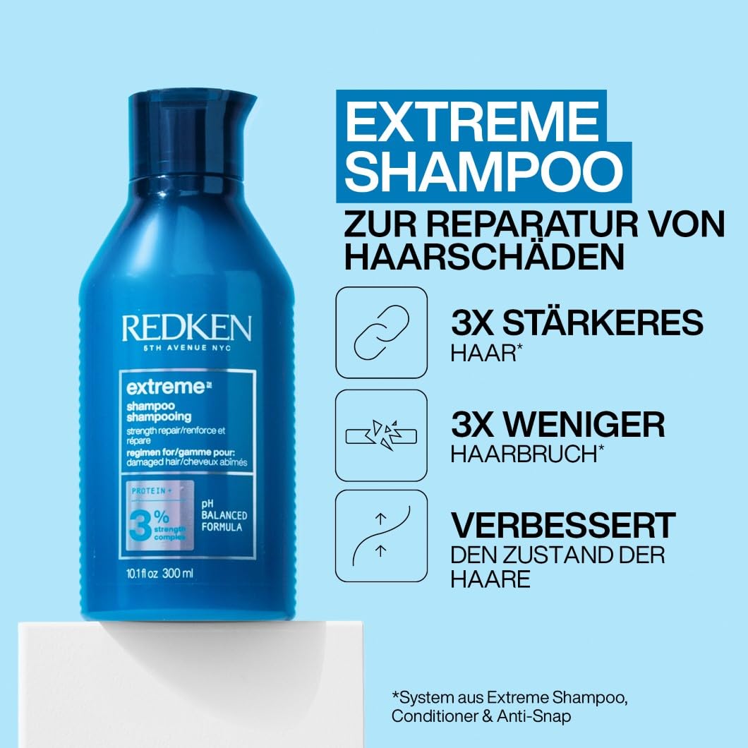Redken Extreme Weihnachtsset, Geschenkset mit Extreme Shampoo, Conditioner & Anti-Snap für strapaziertes Haar, Zur Stärkung der Haare und Milderung von Haarbruch, Spliss und weiteren Haarschäden