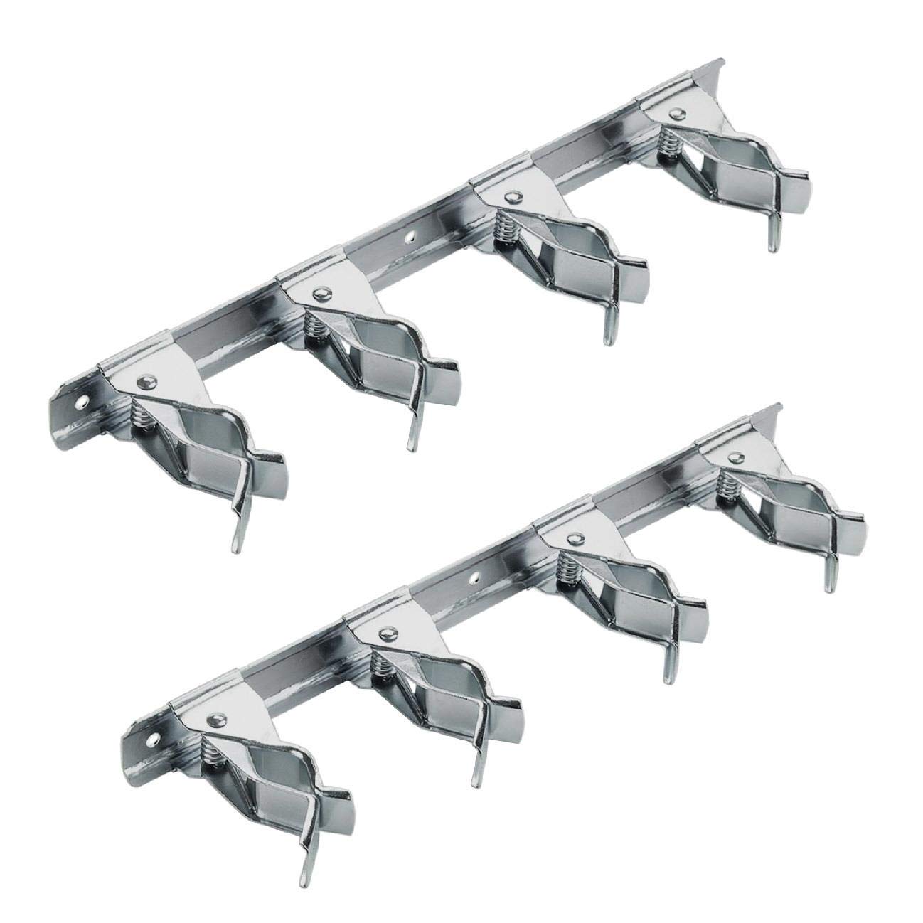 Home Smart Silver 2 X Adjustable Spring Loaded 28Cm Tool Clip Bars Storage For Garden & Work Tools