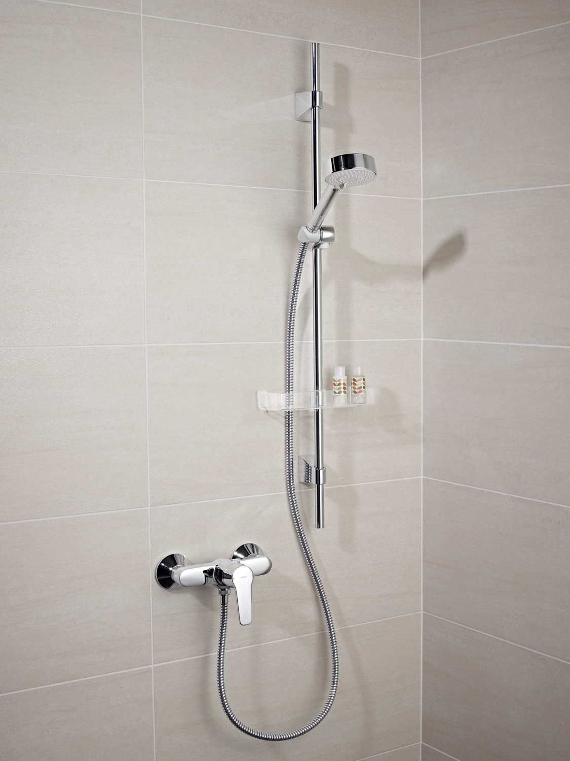 HANSA POLO Duscharmatur I Einhebelmischer aus DZR-Messing zur Wandmontage I Mischbatterie Dusche mit Temperatur- und Wassermengenbegrenzer I G 1/2 Standard-Anschluss für Duschkopf mit Schlauch | Chrom