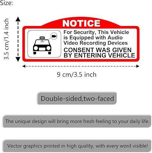 Miniatura 2 de KEANBOLL 4 calcomanías para grabadoras de video para automóvil, calcomanías de vinilo de doble cara impermeables para ventanas de grabación de video