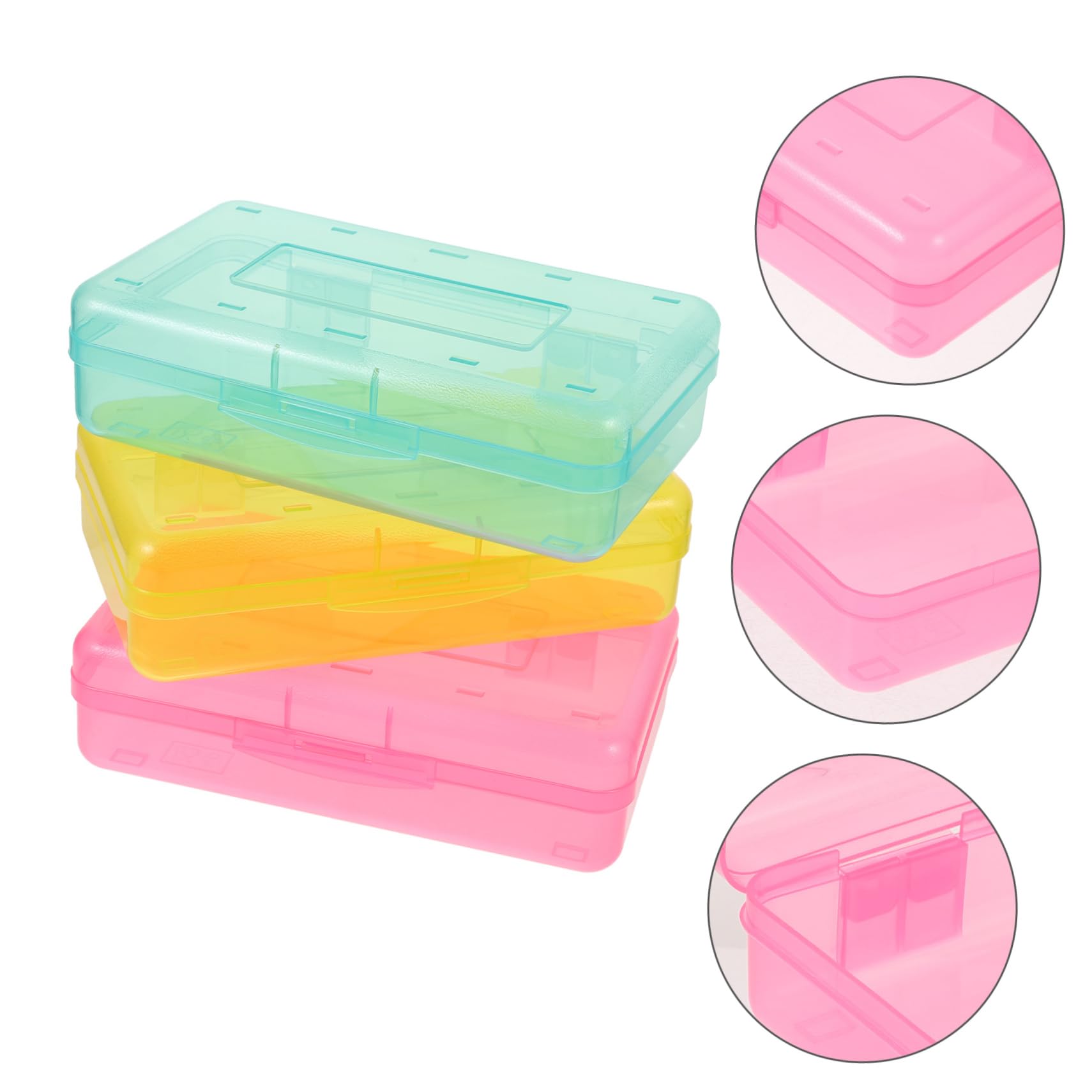 Tofficu 3 Pezzi Astucci Trasparenti Plastica per Matite da Contenitori per Cancelleria con Sicuro Organizer Capacità per Scuola e Ufficio Colori e Giallo