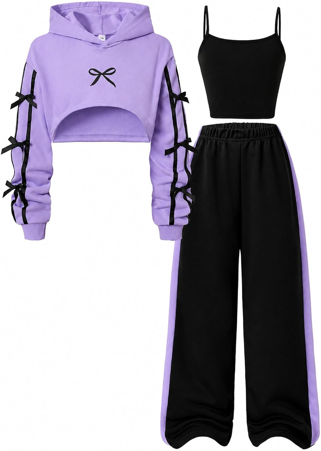 GirlS Clothes 3 Piece Fall Outfits Cami Top Cropped Hoodie Sweatpants 7-14Y