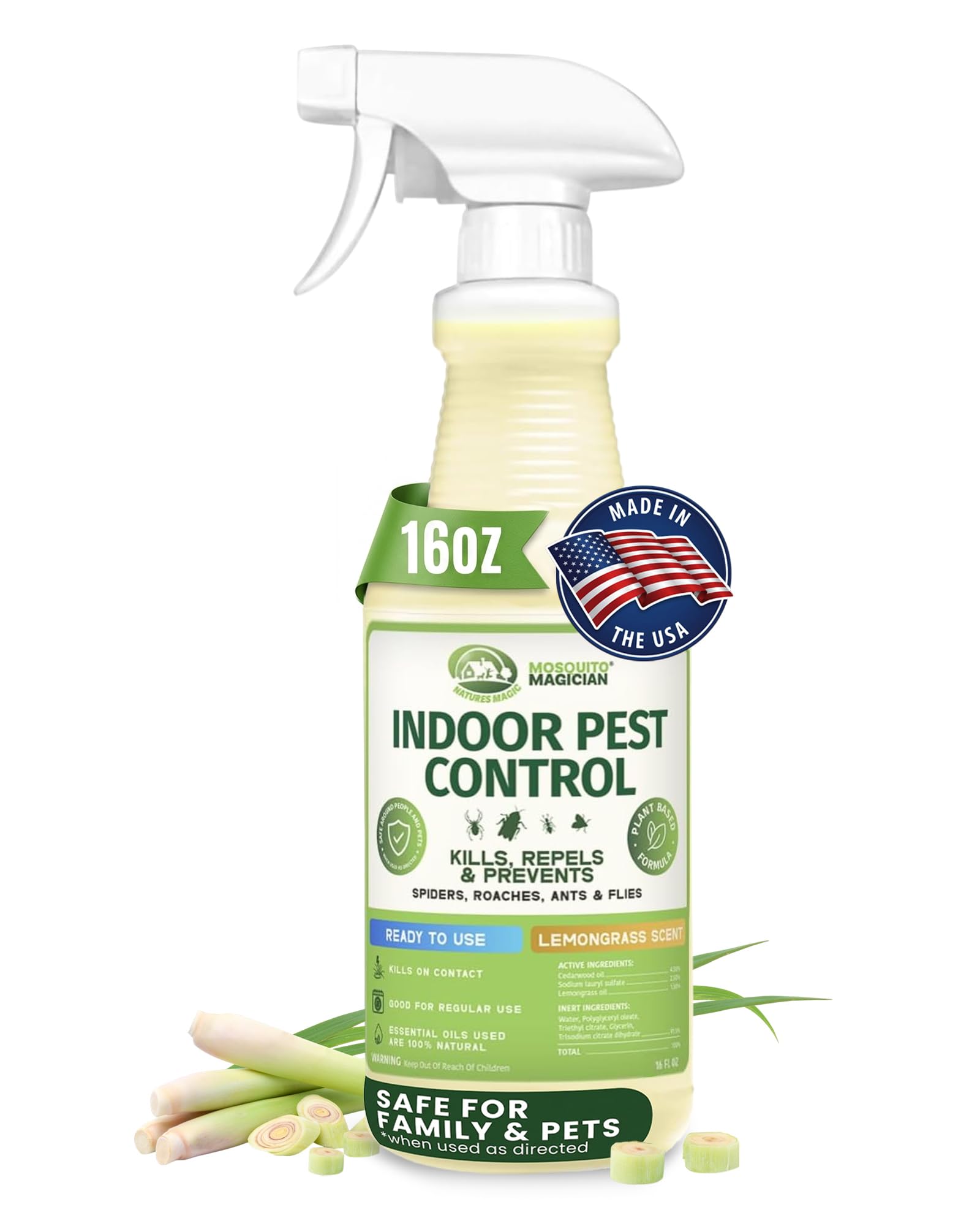 Mosquito Magician Indoor Pest Spray (16 OZ) - Lemongrass