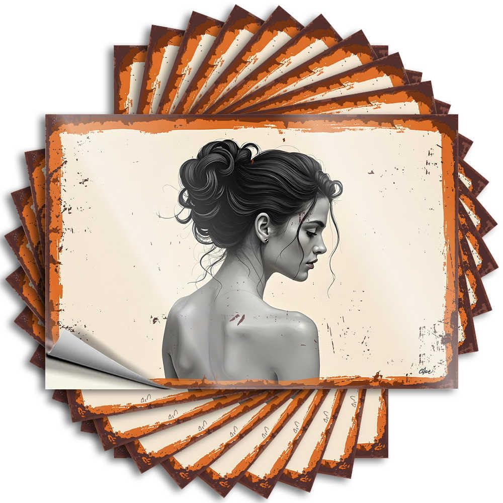Ctdf Colour Car Stickers And Decals Artistic Portrait Of A Woman With Elegant Updo Hairstyle Stickers 10Pcs Toolbox Stickers And Decals Decal Stickers For Car(6X9cm)