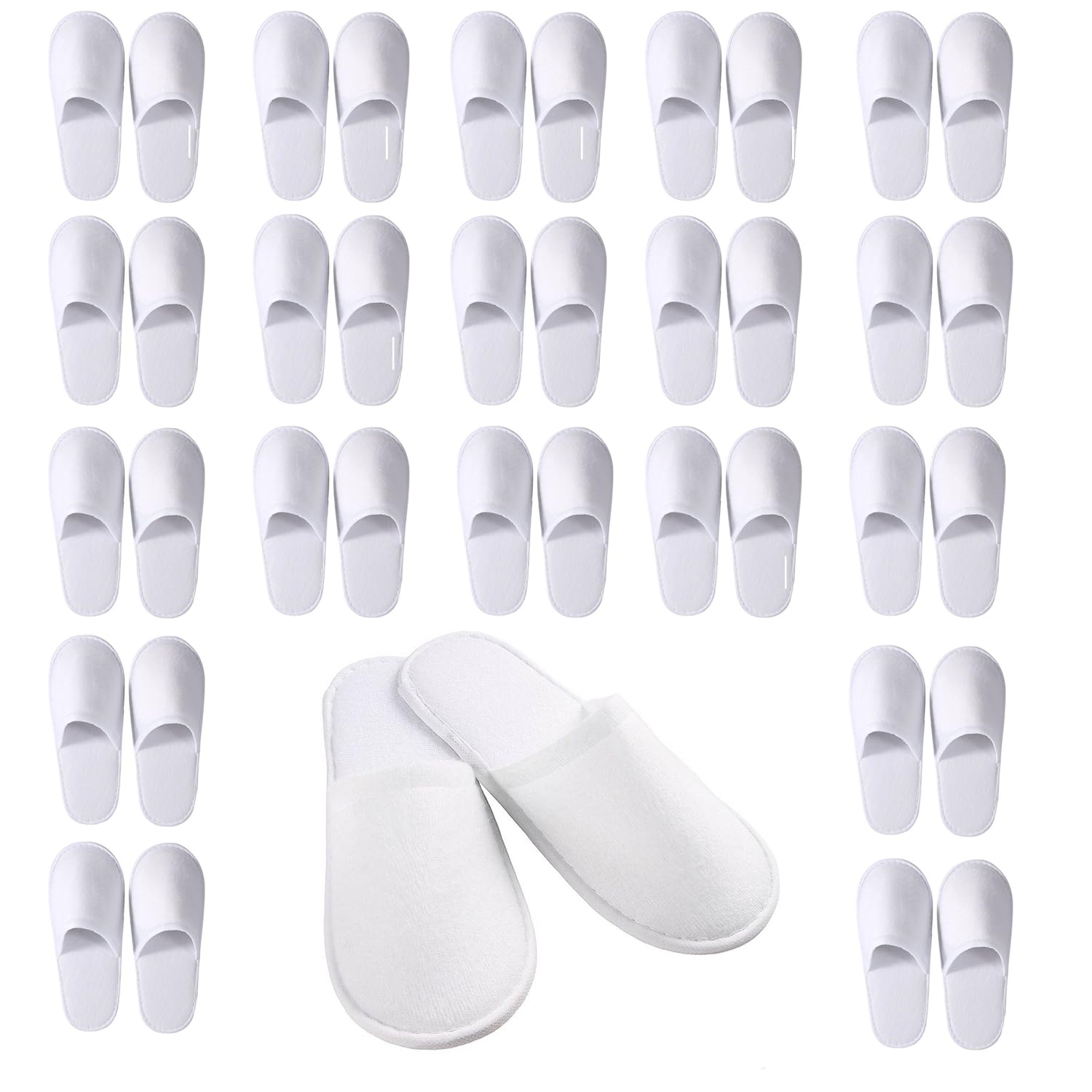 Lot de 20/40/100 paires de pantoufles jetables blanches de 5 mm - Taille universelle - Pour spa, hôtel, maison, femme et homme