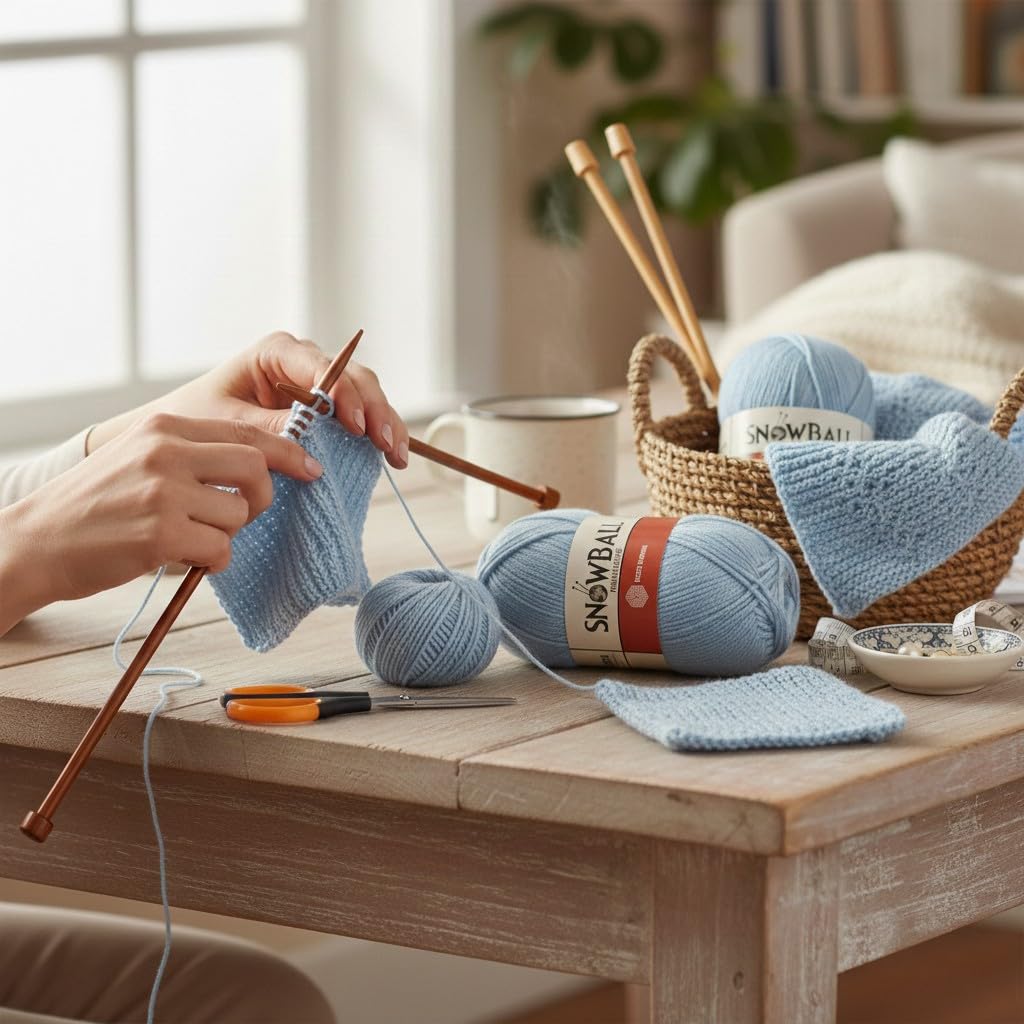 Elite Yarns Snowball Pullskein DK Yarn 100 g, Baby Blue (Pack of 5