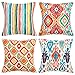 Pack de 4 Funda de Cojín Lino Funda de Almohada Decoración Boho Colorful Throw Pillow Case para Sofá Cama Coche Jardin, 45x45CM