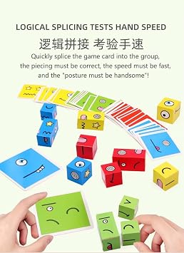 Race Training Toy Expression face Block Puzzle Cube Changing Game Pattern Matching Game