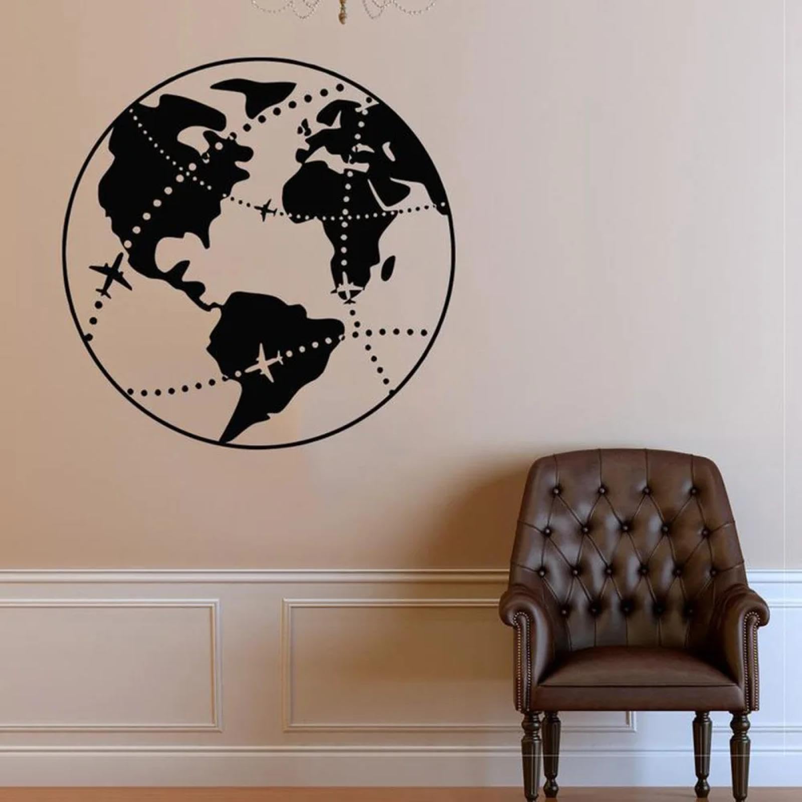 Earth wall Sticker Natural Vinyl wall Sticker Earth map Space Bedroom Decoration Accessory Mural/Black