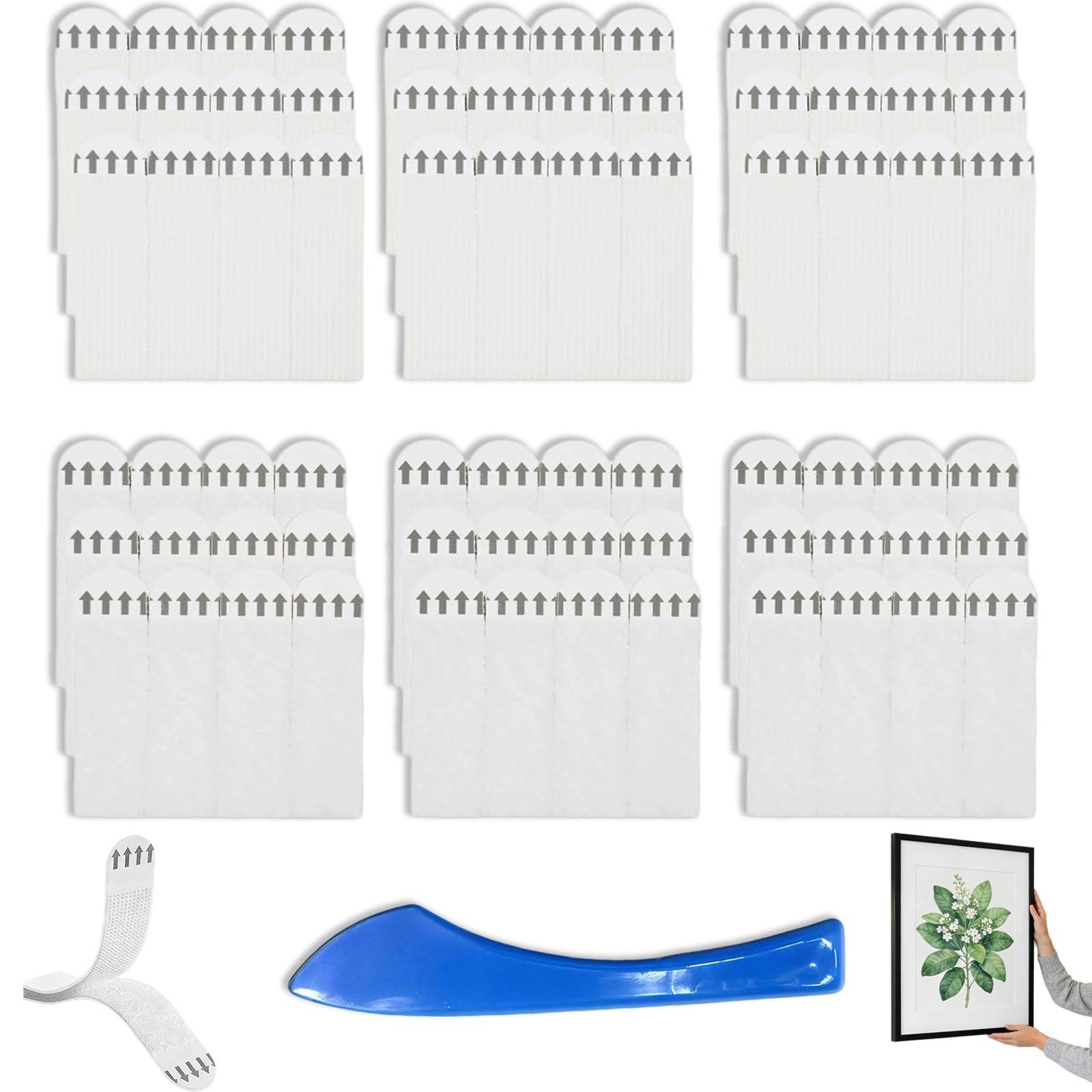 36-Pairs(72 Strips) Picture Hanging Strips Heavy Duty, Hook and Loop Tape Damage Free, Removable Damage Free Self Adhesive Mounting Tape, No Nails Picture Hanging Strips for Christmas Decorations