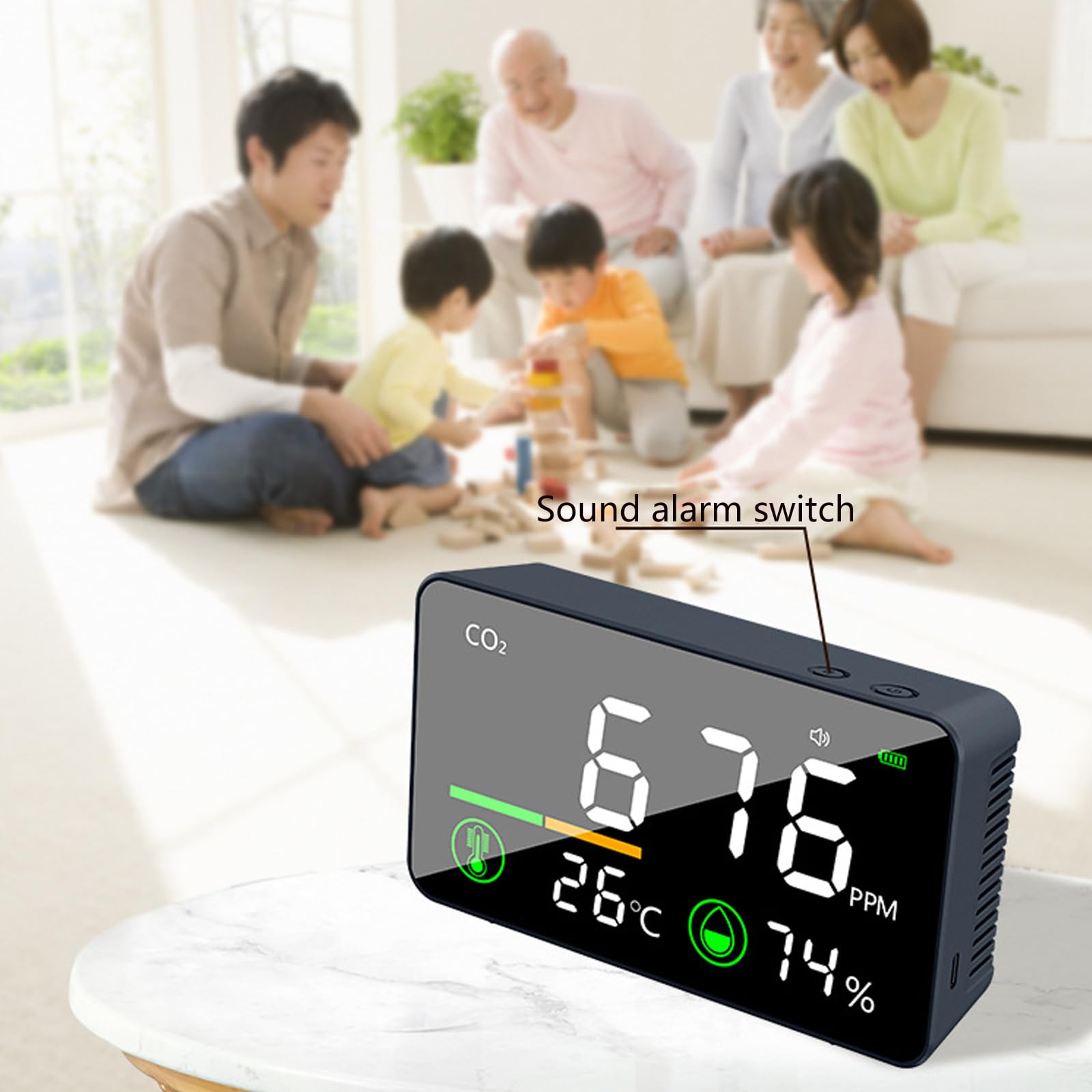 Detectores de CO2 montados en la pared mejorados, diseño simple, monitorea la temperatura y los niveles de dióxido de carbono para oficina en casa