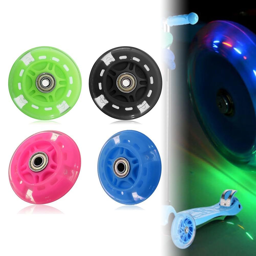 Roue Arrière LED ABED Pour Scooter - 80 Mm, Roulement ABEC-7 - Bleu/Rose/Vert/Noir