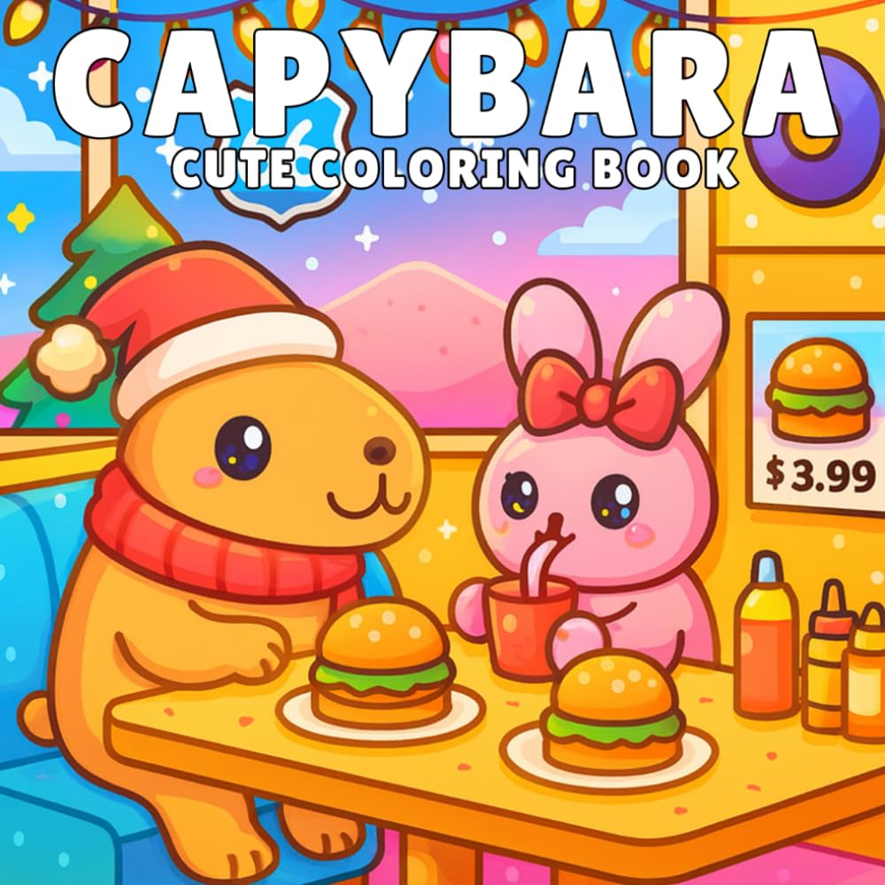 Capybara Cute Coloring Book: Cute Capybara Coloring Pages with Bold, Easy Designs for Kids to Boost Creativity and Enjoy Relaxing Fun