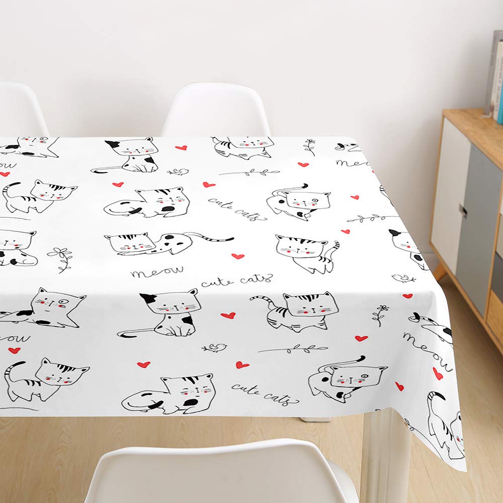 Morbuy Cute Kitten 3D Cat Tablecloths Rectangular, Waterproof Table Cloth Wipeable Stain-Resistant Oil-Proof Table Cover For Home Dining Garden Party (,140X140cm)