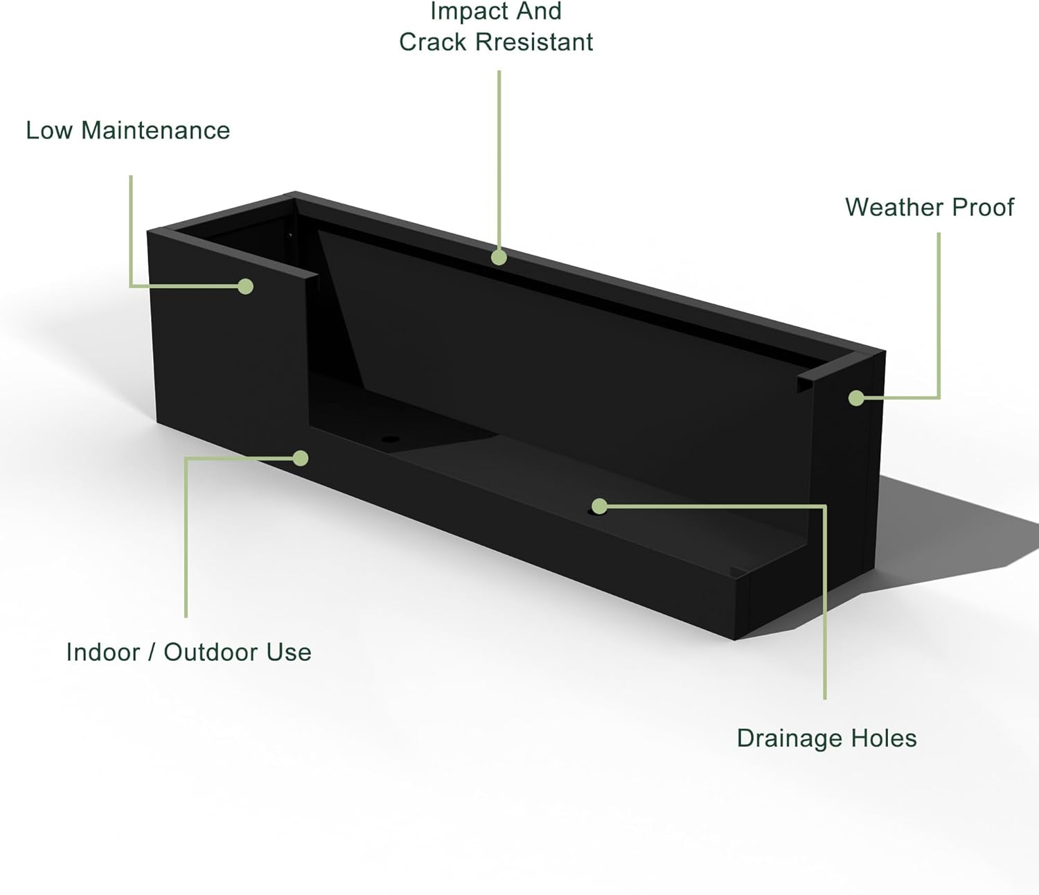 Casaphoriar Metal Planter Box 36"x10"x10", Rectangular Planter and Drainage Holes, Perfect for Outdoor Patio and Balcony Decor, Black(Set of 2)